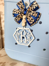 Load image into Gallery viewer, Hexagon Framed Monogram OR Name Bag Tag + Beads + Bow
