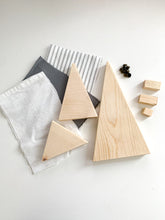 Load image into Gallery viewer, DIY Wood Block + Fabric Christmas Trees Set
